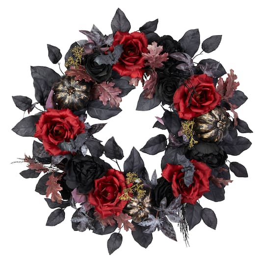 24" Red Rose & Bat Real Touch Wreath by Ashland®